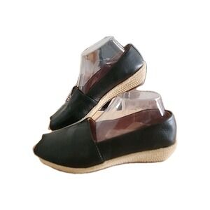Gentle Souls Kenneth Cole‎ Black Leather Lucia Line 2 Wedge Sandals Women's 9M